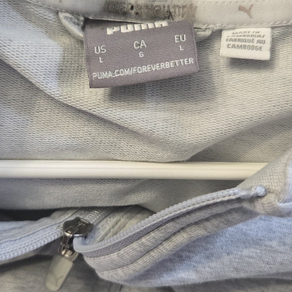 Puma Gray Heathered Zip-Up Hoodie Sweatshirt - Picture 3 of 4